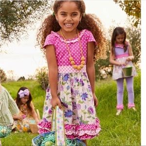 Matilda Jane Pink Brilliant Daydream Dot Dot Dot Dress Size 6 floral